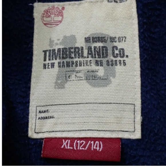 TIMBERLAND Boy’s Navy Jacket Heavy Fleece Full Zip Arm Pocket Sz XL 10/14 Youth - Picture 4 of 4